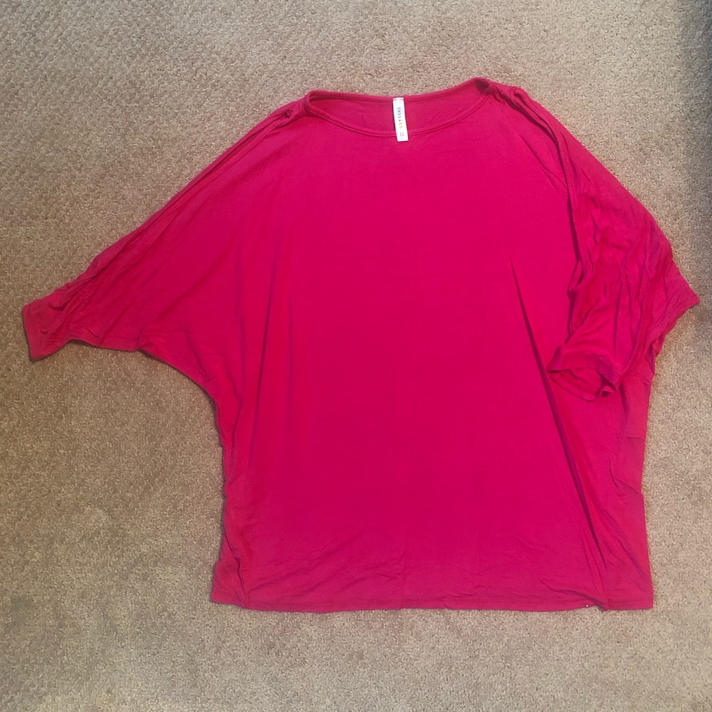 Emerald Cold Shoulder Hot Pink Dolman Shirt Top 1x